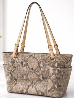 Michael Kors Jet Set Python-Embossed Leather Tote Bag